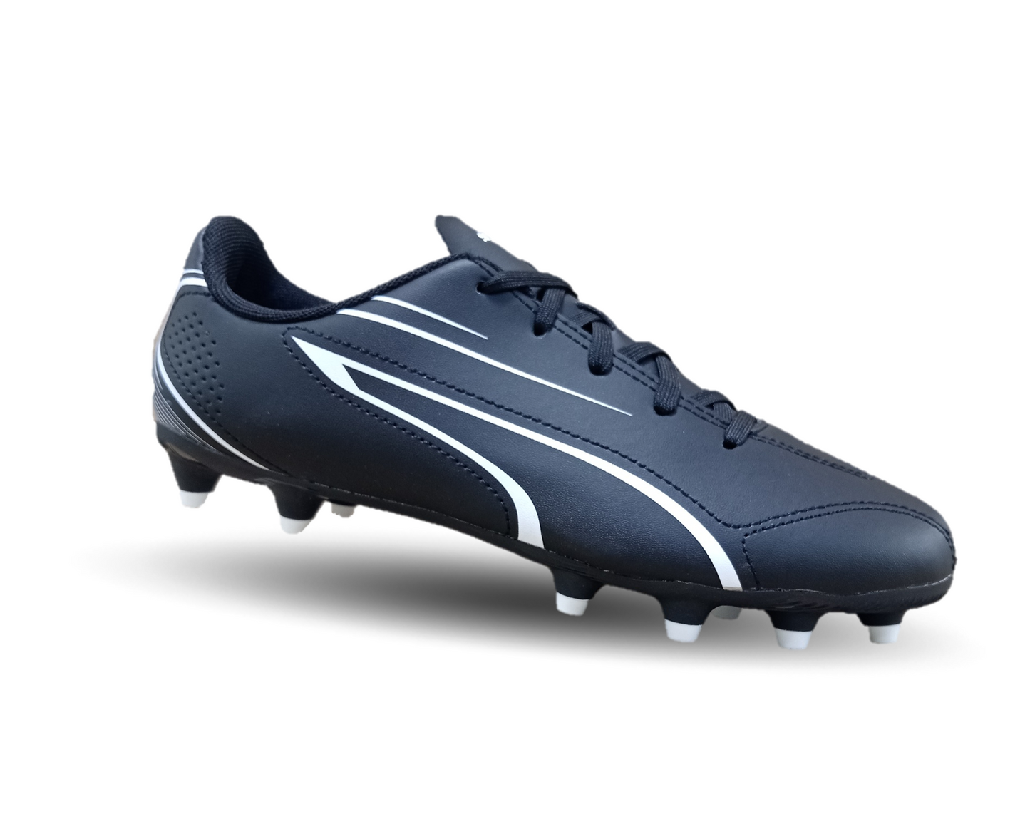 Tenis de Futbol con tachones para césped Puma 8601 Negro/Blanco Unisex para dama y junior