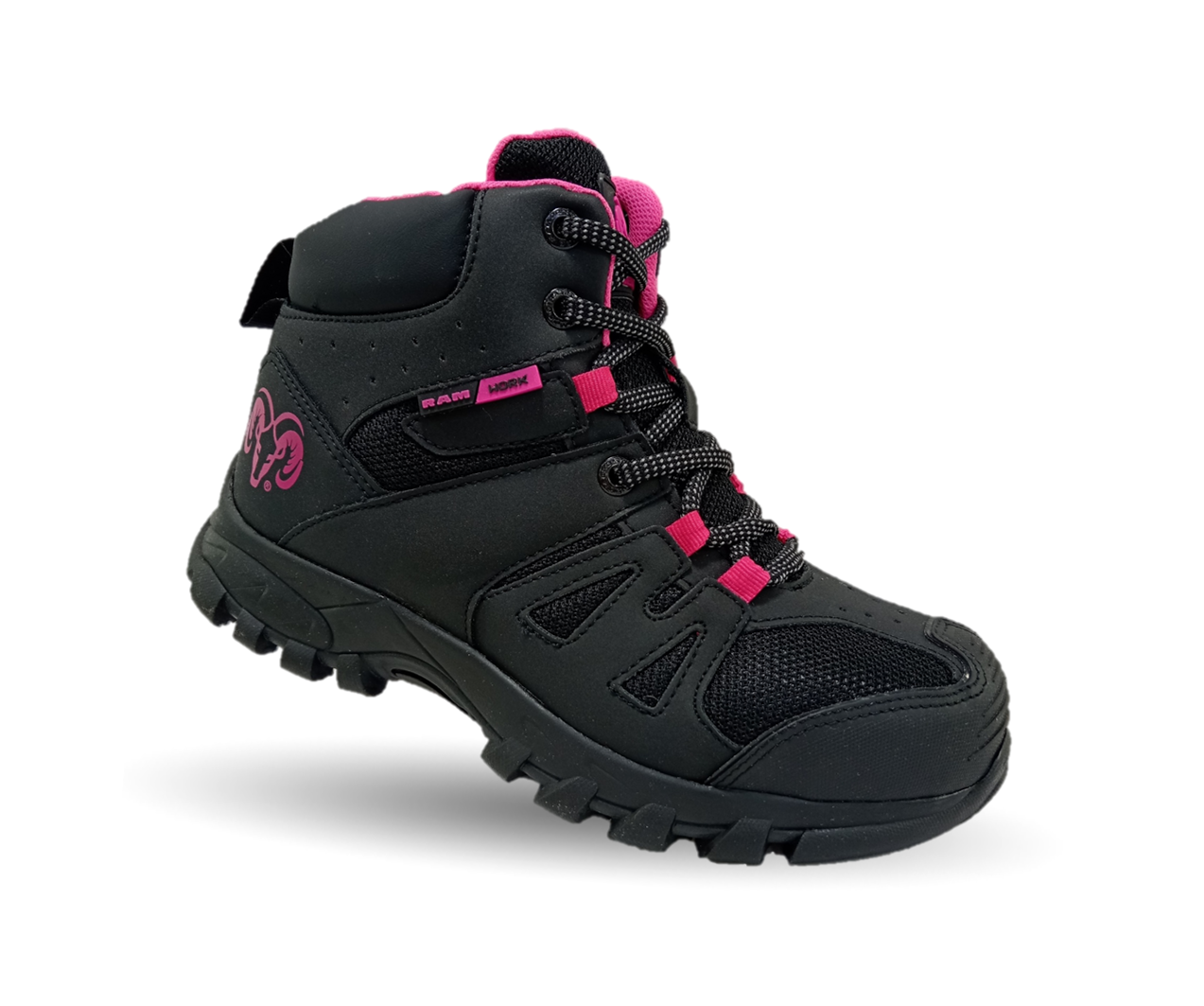 Botas Industriales y Casuales con casco dieléctrico Ram 9454 Negro/Fiusha para mujer