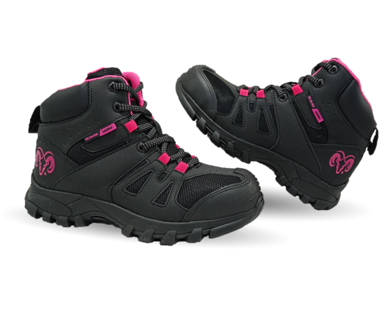 Botas Industriales y Casuales con casco dieléctrico Ram 9454 Negro/Fiusha para mujer