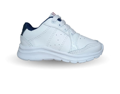 Tenis Deportivo y Escolar de piel con agujetas Rojo Arándano 5075 Blanco/Marino Unisex para niño, niña, junior y mujer