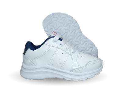 Tenis Deportivo y Escolar de piel con agujetas Rojo Arándano 5075 Blanco/Marino Unisex para niño, niña, junior y mujer