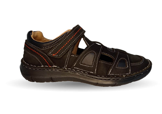 Sandalia de piel Riveello 220 Crazy Negro para hombre