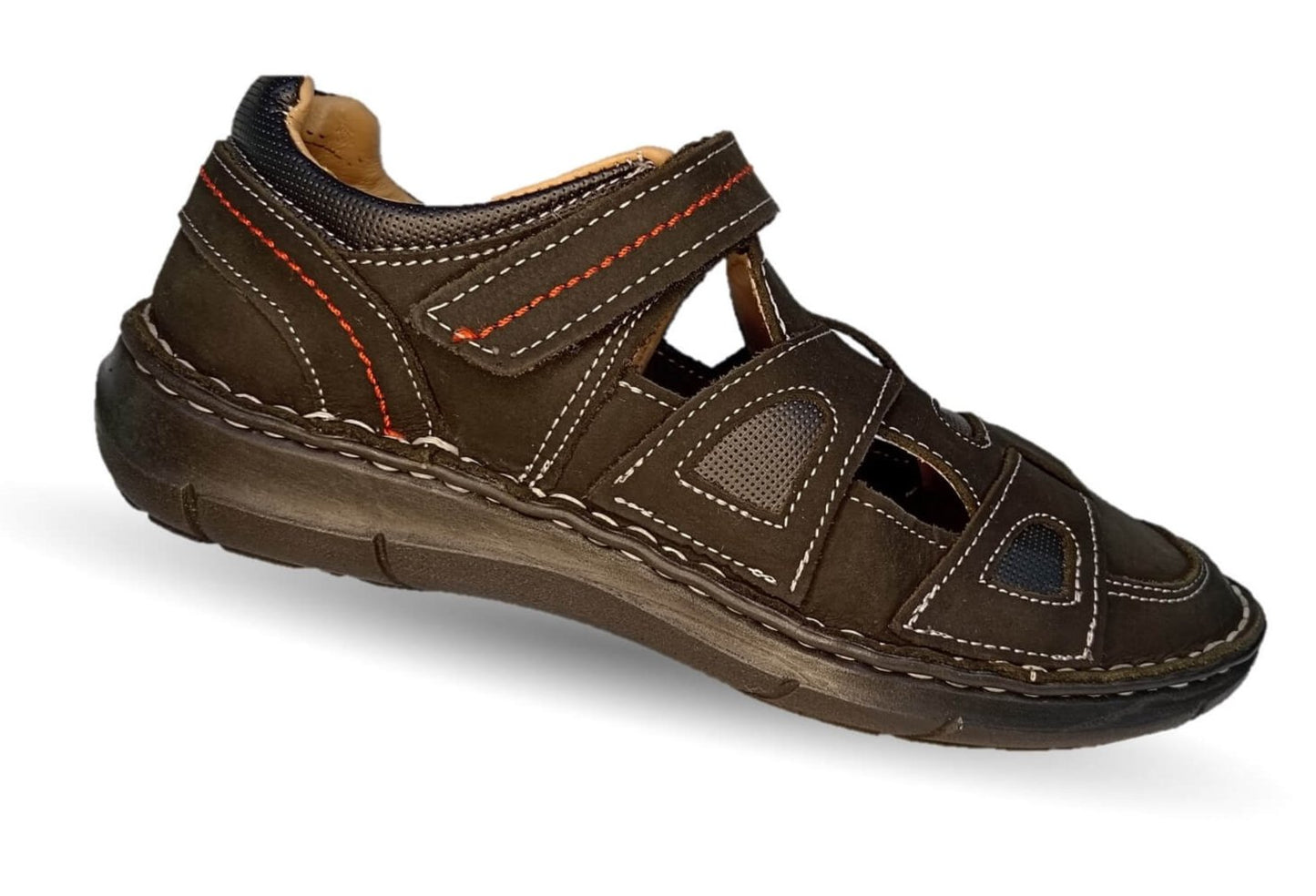 Sandalia de piel Riveello 220 Crazy Negro para hombre