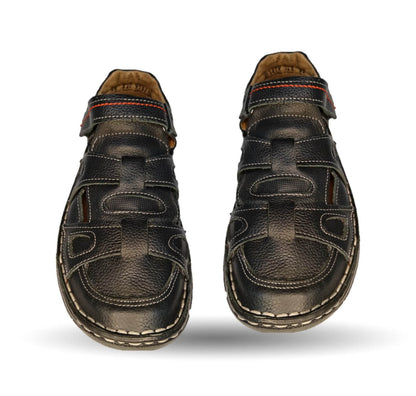 Sandalia de piel Riveello 220 Negro para hombre