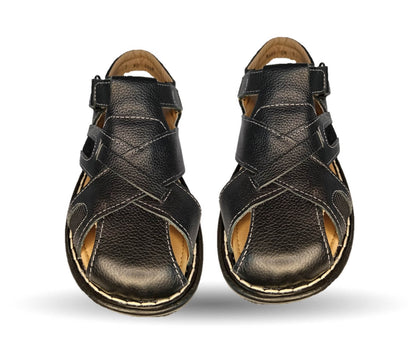 Sandalia de piel Riveello 50 Negro para hombre
