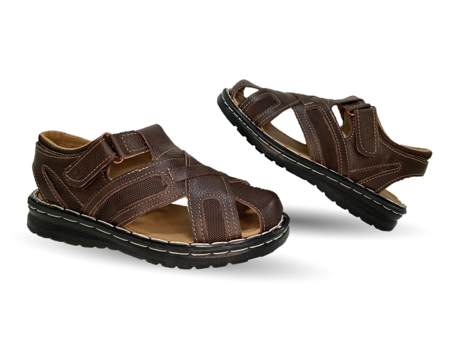 Sandalia de piel Riveello 610 Flother Café para hombre