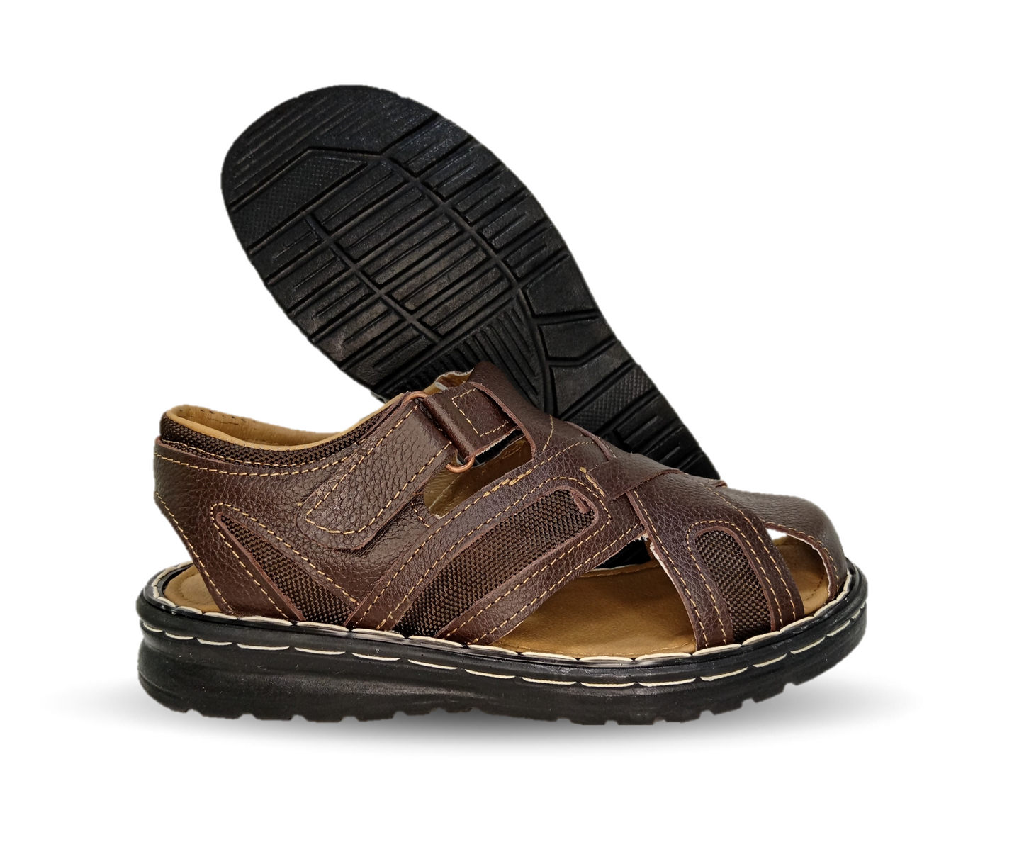 Sandalia de piel Riveello 610 Flother Café para hombre