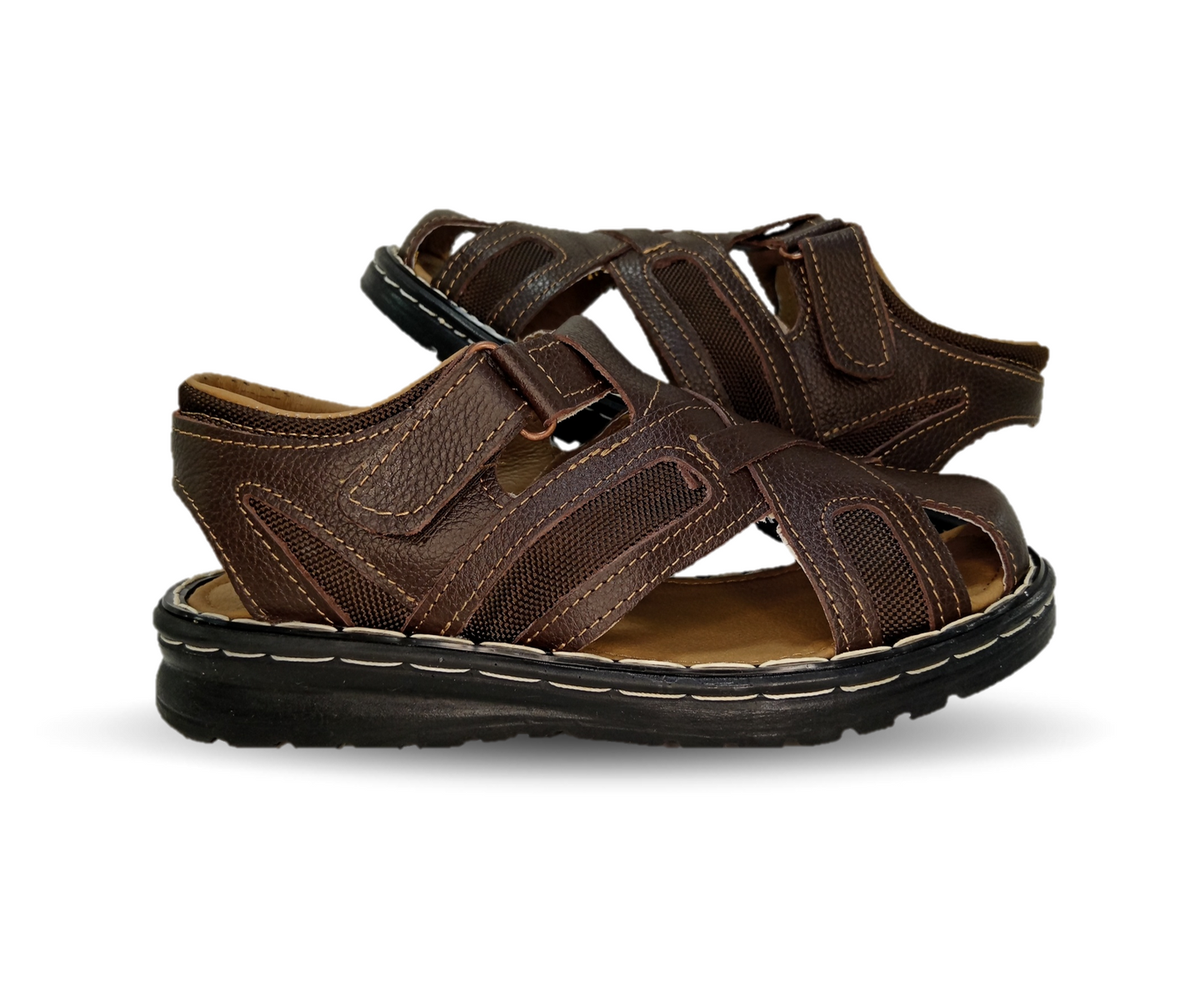 Sandalia de piel Riveello 610 Flother Café para hombre