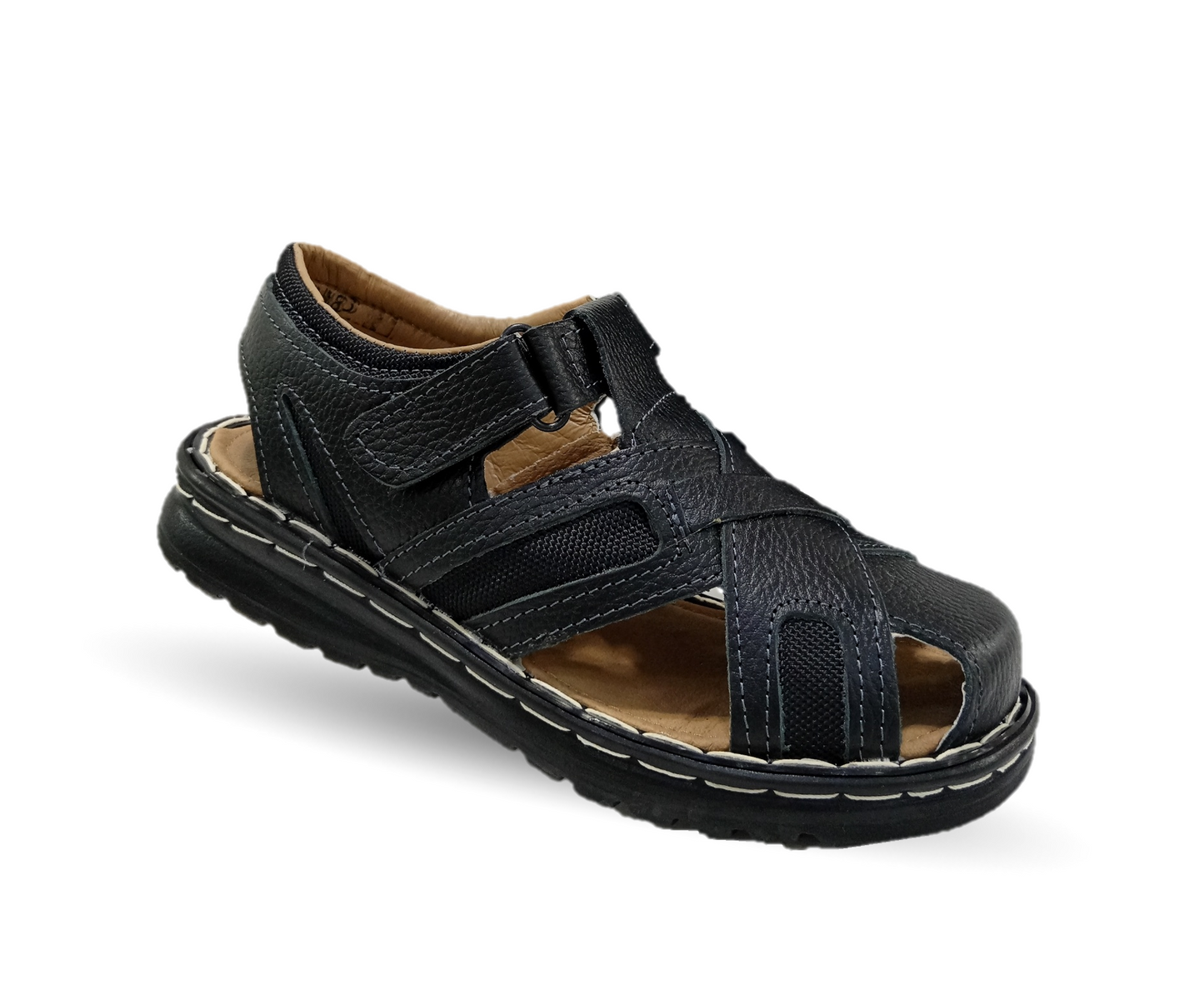 Sandalia de Piel Riveello 610 Flother Negro para hombre