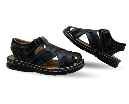 Sandalia de Piel Riveello 610 Flother Negro para hombre