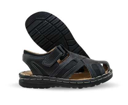 Sandalia de Piel Riveello 610 Flother Negro para hombre