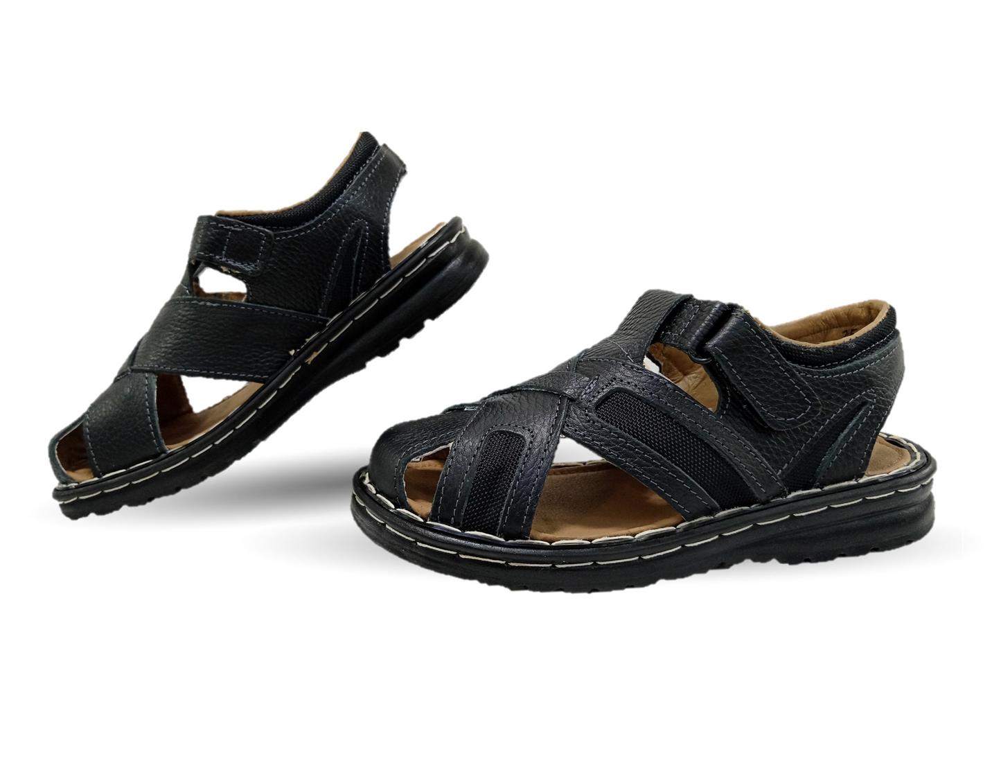 Sandalia de Piel Riveello 610 Flother Negro para hombre