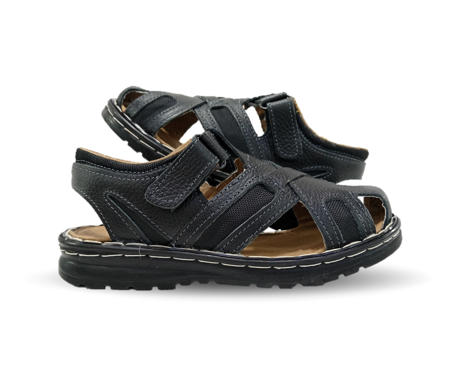 Sandalia de Piel Riveello 610 Flother Negro para hombre