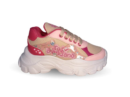 Tenis Deportivo con agujetas Rojo Arándano 88 maquillaje/Rosa para niña