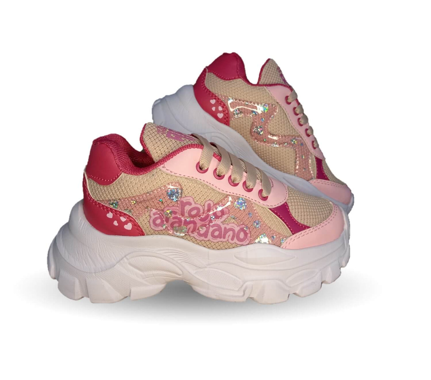 Tenis Deportivo con agujetas Rojo Arándano 88 maquillaje/Rosa para niña