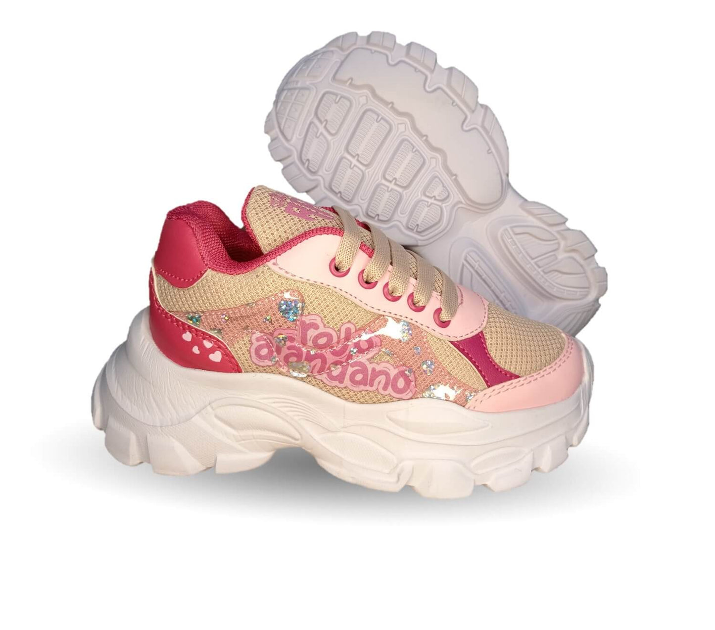 Tenis Deportivo con agujetas Rojo Arándano 88 maquillaje/Rosa para niña