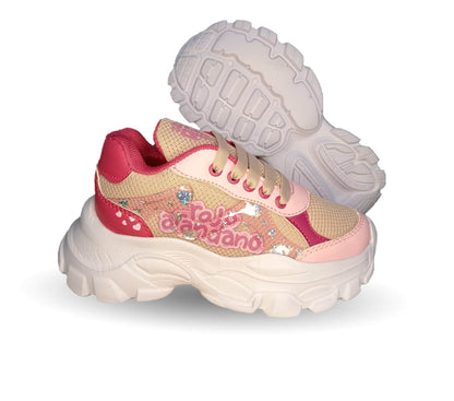 Tenis Deportivo con agujetas Rojo Arándano 88 maquillaje/Rosa para niña