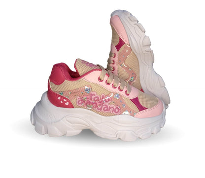 Tenis Deportivo con agujetas Rojo Arándano 88 maquillaje/Rosa para niña