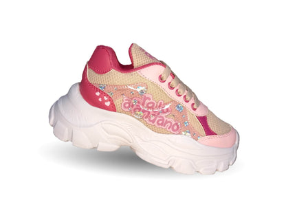 Tenis Deportivo con agujetas Rojo Arándano 88 maquillaje/Rosa para niña
