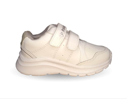 Tenis Deportivo y Escolar de piel con contactel Rojo Arándano 5074 Blanco/Blanco Unisex para niño, niña, junior y mujer