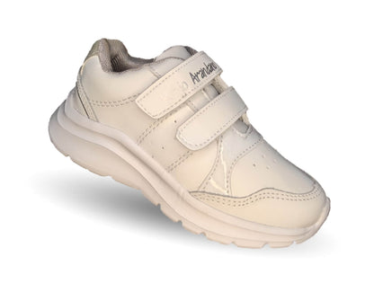 Tenis Deportivo y Escolar de piel con contactel Rojo Arándano 5074 Blanco/Blanco Unisex para niño, niña, junior y mujer