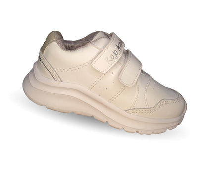 Tenis Deportivo y Escolar de piel con contactel Rojo Arándano 5074 Blanco/Blanco Unisex para niño, niña, junior y mujer
