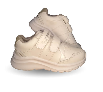 Tenis Deportivo y Escolar de piel con contactel Rojo Arándano 5074 Blanco/Blanco Unisex para niño, niña, junior y mujer