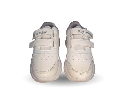 Tenis Deportivo y Escolar de piel con contactel Rojo Arándano 5074 Blanco/Blanco Unisex para niño, niña, junior y mujer