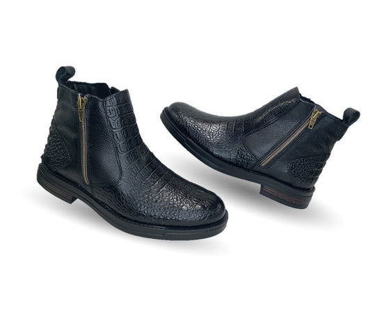 Bota Casual de piel Romano 7846 Cocodrilo Negro para hombre