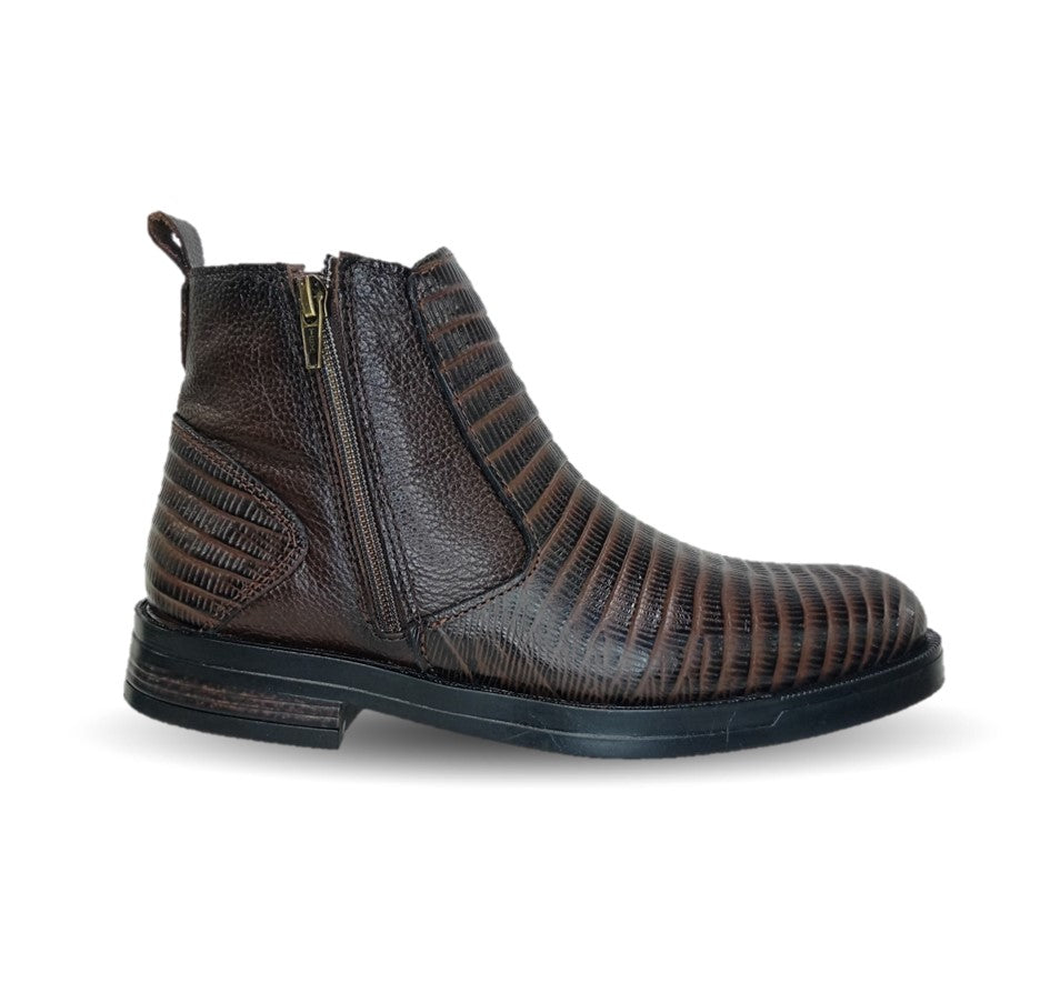 Bota Casual de piel Romano 7846 Lizard Café para hombre