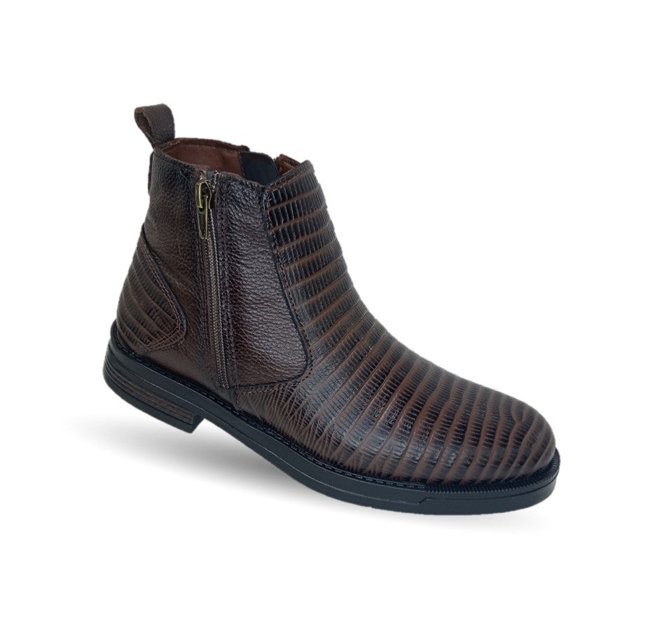 Bota Casual de piel Romano 7846 Lizard Café para hombre