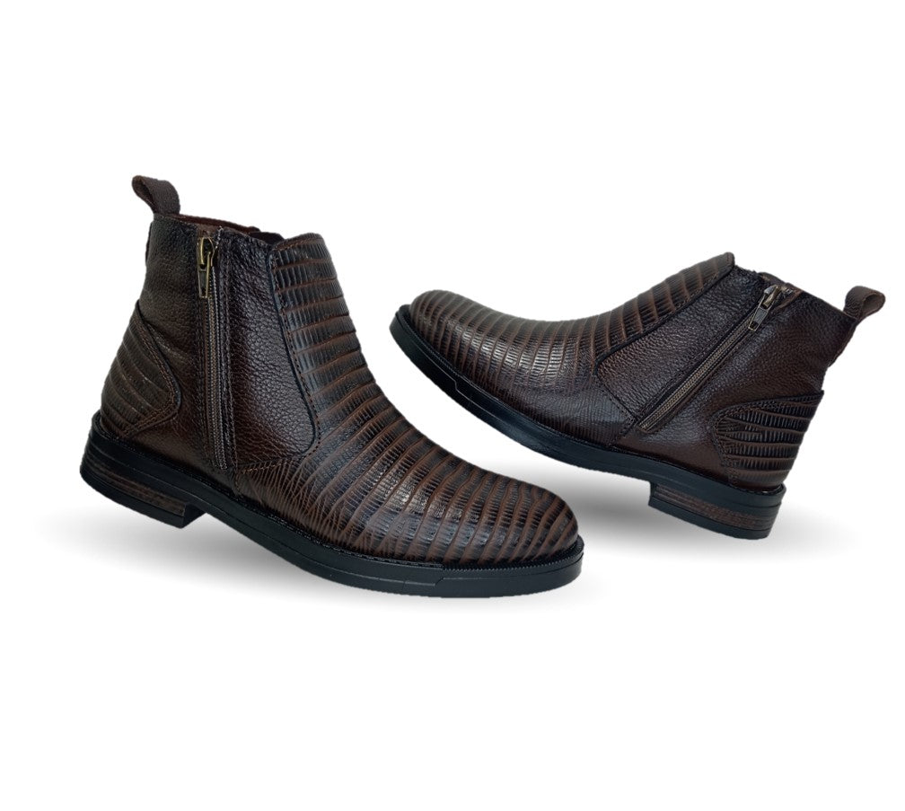 Bota Casual de piel Romano 7846 Lizard Café para hombre