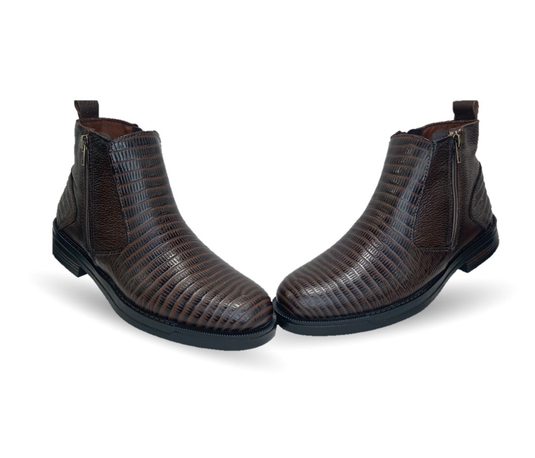 Bota Casual de piel Romano 7846 Lizard Café para hombre