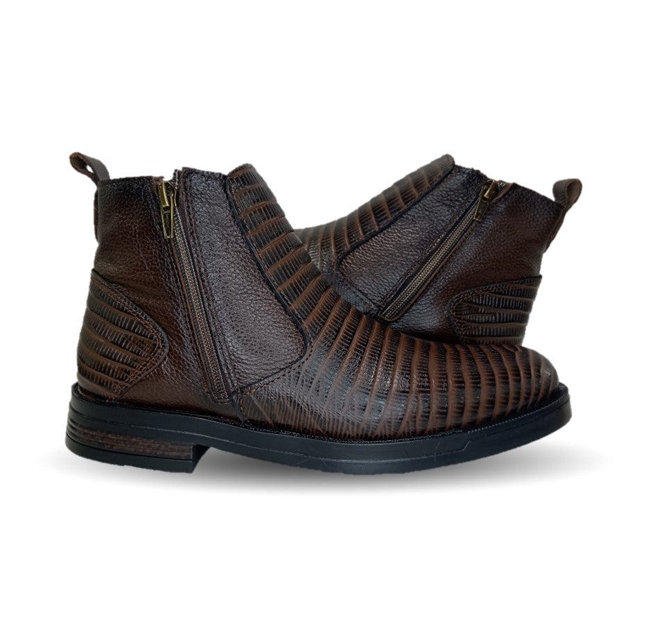 Bota Casual de piel Romano 7846 Lizard Café para hombre