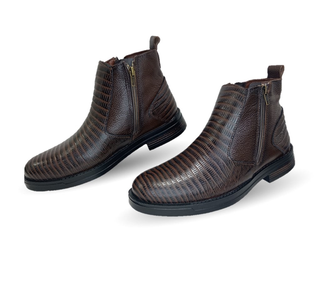 Bota Casual de piel Romano 7846 Lizard Café para hombre