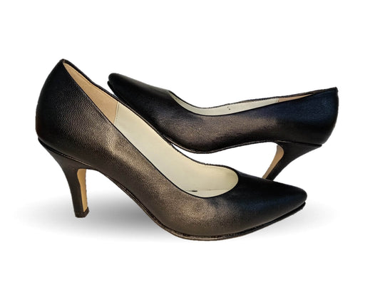 Zapatilla de Vestir de piel de cabra con suela de cuero tacón medio Sasson 1 Negro para mujer