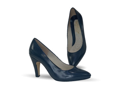 Zapatilla de Vestir de piel de cabra con suela de cuero tacón medio Sasson 1 Color Azul Marino para mujer