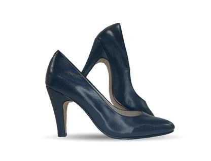 Zapatilla de Vestir de piel de cabra con suela de cuero tacón medio Sasson 1 Color Azul Marino para mujer