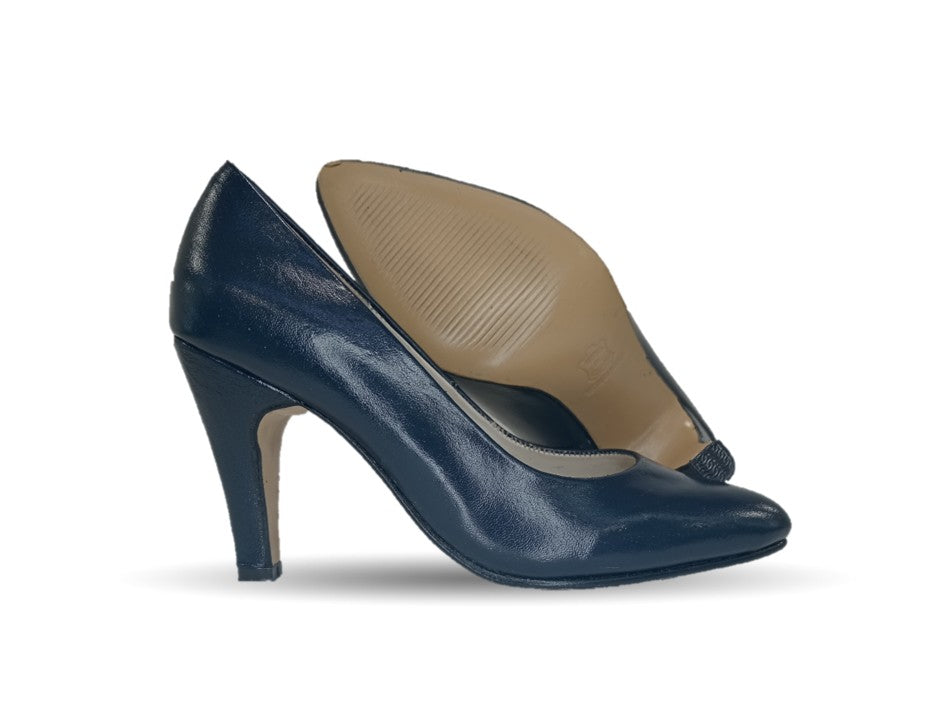 Zapatilla de Vestir de piel de cabra con suela de cuero tacón medio Sasson 1 Color Azul Marino para mujer