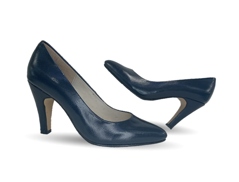 Zapatilla de Vestir de piel de cabra con suela de cuero tacón medio Sasson 1 Color Azul Marino para mujer