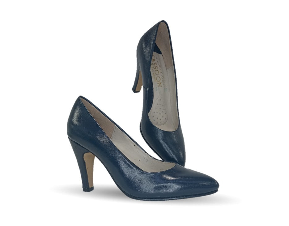 Zapatilla de Vestir de piel de cabra con suela de cuero tacón medio Sasson 1 Color Azul Marino para mujer