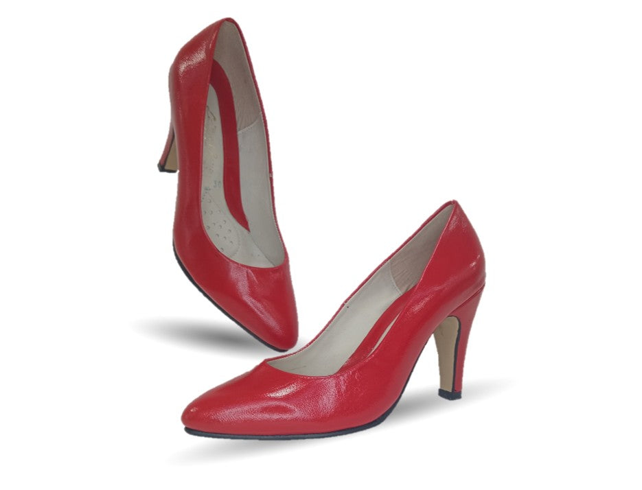 Zapatilla de Vestir de piel de cabra con suela de cuero tacón medio Sasson 1 Rojo para mujer