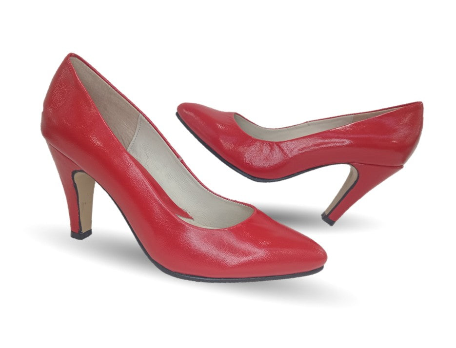 Zapatilla de Vestir de piel de cabra con suela de cuero tacón medio Sasson 1 Rojo para mujer