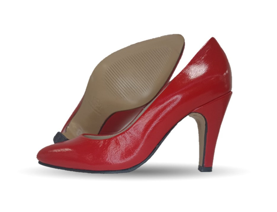 Zapatilla de Vestir de piel de cabra con suela de cuero tacón medio Sasson 1 Rojo para mujer