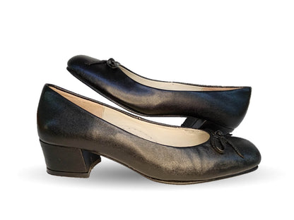 Zapatilla de Vestir de piel de cabra con suela de cuero tacón bajo Sasson 204 Negro para mujer