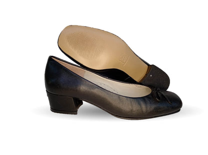 Zapatilla de Vestir de piel de cabra con suela de cuero tacón bajo Sasson 204 Negro para mujer