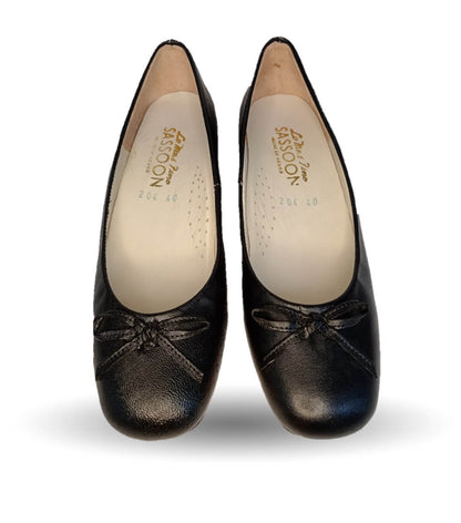 Zapatilla de Vestir de piel de cabra con suela de cuero tacón bajo Sasson 204 Negro para mujer