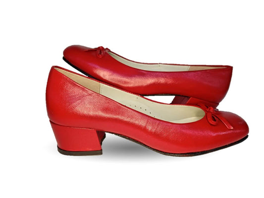 Zapatilla de Vestir de piel de cabra con suela de cuero tacón bajo Sasson 204 Rojo para mujer