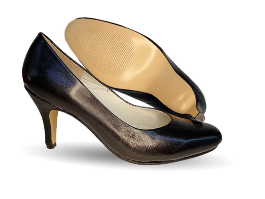 Zapatilla de Vestir de piel de cabra con suela de cabra tacón medio Sasson 912 Negro para mujer