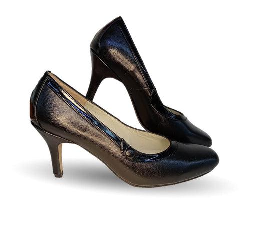 Zapatilla de Vestir de piel de cabra con suela de cuero tacón medio Sasson 913 negro para mujer